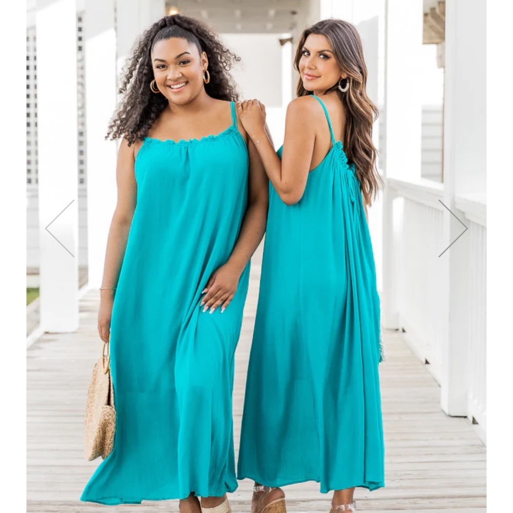 Pink Lily Choose Fate Teal High Neck Midi Dress